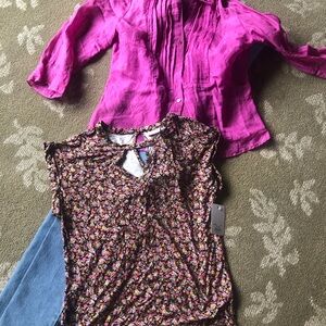 Floral and Pink Shirt Bundle of 2 tops Jones of New York